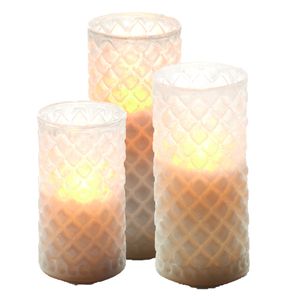 3x stuks luxe led kaarsen in glas H12,5 cm, H15 cm en H17,5 cm