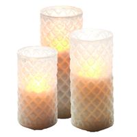 3x stuks luxe led kaarsen in glas H12,5 cm, H15 cm en H17,5 cm - thumbnail