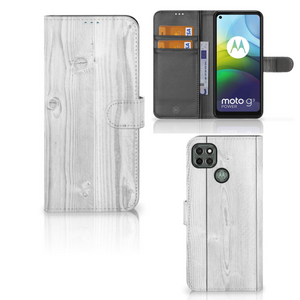 Motorola Moto G9 Power Book Style Case White Wood