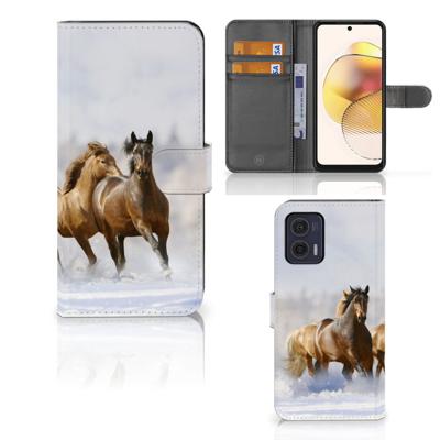 Motorola Moto G73 | Telefoonhoesje | Met pasjeshouder | Paarden