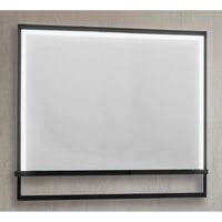 Badkamerspiegel Casajoy 100x70cm met Planchet, Ledverlichting en Anticondens Zwart - thumbnail