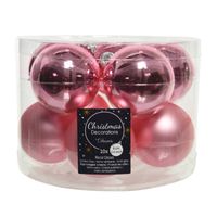 10x stuks glazen kerstballen lippenstift roze 6 cm mat/glans - Kerstbal
