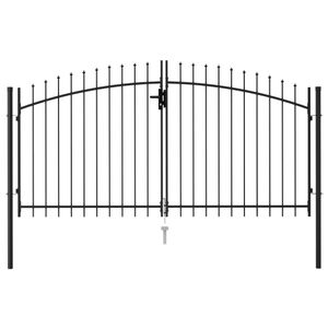 VidaXL Poort met puntige bovenkant dubbel 3x1,5 m staal zwart