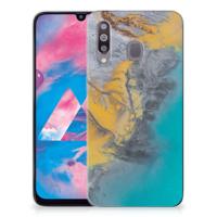 Samsung Galaxy M30 | TPU | Siliconen hoesje | Marble Blue Gold