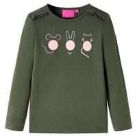 Kindershirt met lange mouwen dierenprint 92 kakikleurig