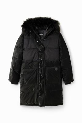Gewatteerde jas met patch - BLACK - XL