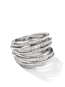 David Yurman bague en argent sterling Crossover sertie de diamants