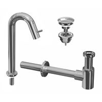 INK 5A Fonteinkraanset - staande Fonteinkraan - hoog gebogen - always open - plug en designSifon - Chroom 9902480