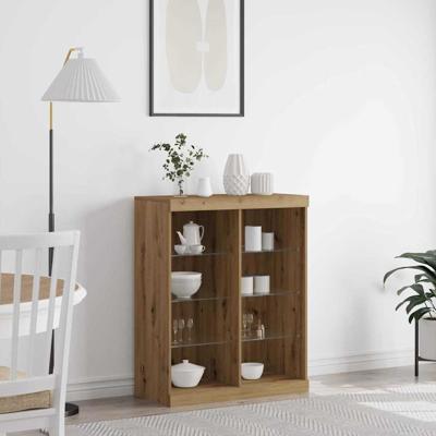 Dressoir artisanaal eikenkleurig 41 x 37 x 100 cm Bewerkt hout