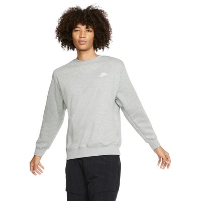 Nike Sportswear Club Fleece Crew Sweater Grijs Wit Nike Sportswear Club Fleece Crew Sweater Grijs Wit