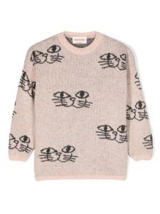 Bobo Choses pull Smiling Cat en maille intarsia - Rose