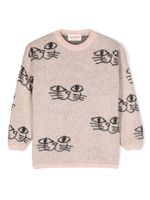 Bobo Choses pull Smiling Cat en maille intarsia - Rose