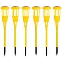 12x stuks solar tuinfakkel/tuinlamp geel op zonne-energie 61 cm