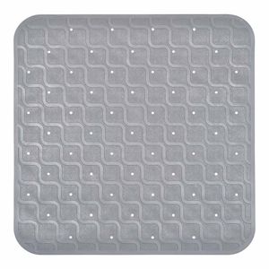 Douchemat / Badmat antislip 53 x 53 cm | Kleur: Grijs | Met zuignappen | Hoogwaardig rubber