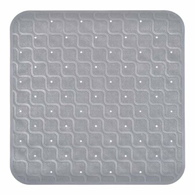 Douchemat / Badmat antislip 53 x 53 cm | Kleur: Grijs | Met zuignappen | Hoogwaardig rubber