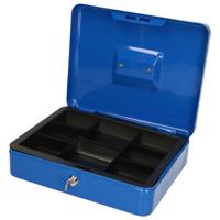 Geldkistje/kluisje - blauw - met slot - 30 cm - geld veilig opbergen