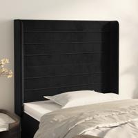Hoofdbord met randen 93x16x118/128 cm fluweel zwart