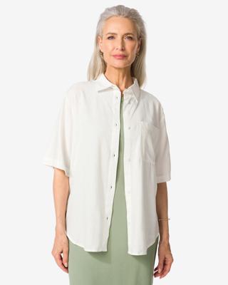 HEMA Damesblouse Lizzy met linnen wit (wit)