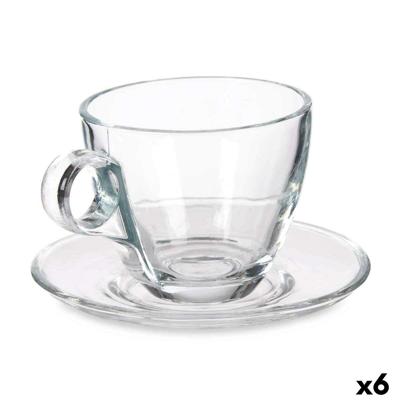 Kopje met schoteltje Vivalto 41088 41088 Transparant Glas 170 ml (6 Stuks)