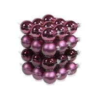 Kerstballen - 36x st - cherry roze - 6 cm - glas - mat/glans - kerstversiering - thumbnail