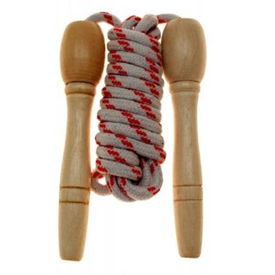 Springtouw wit/rood - 230 cm - met houten handvatten - Buitenspeelgoed - Sportief Springtouw wit/rood - 230 cm - met houten handvatten - Buitenspeelgoed - Sportief