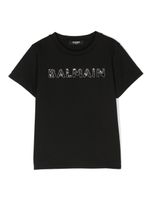 Balmain Kids t-shirt à logo brodé de sequins - Noir