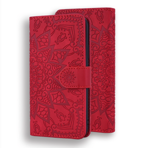 Samsung Galaxy A55 hoesje - Bookcase - Pasjeshouder - Portemonnee - Mandalapatroon - Kunstleer - Rood