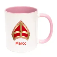 Sinterklaas mok mijter met naam (roze)