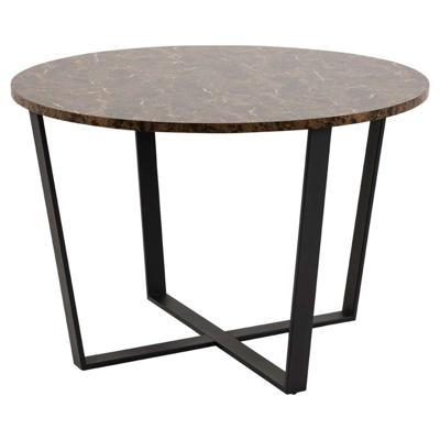 Leen Bakker - Eetkamertafel Alma - Bruin - 75xØ110 Cm - Marmer/Melamine - Zwart#Bruin