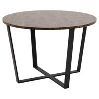 Leen Bakker - Eetkamertafel Alma - Bruin - 75xØ110 Cm - Marmer/Melamine - Zwart#Bruin