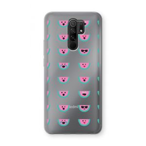 Smiley watermeloenprint: Xiaomi Redmi 9 Transparant Hoesje