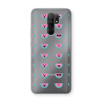 Smiley watermeloenprint: Xiaomi Redmi 9 Transparant Hoesje