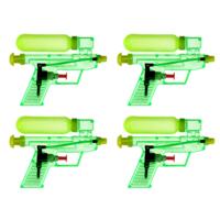 Waterpistool/waterpistolen - 4x - groen - 15 cm - kunststof - afneembaar reservoir Waterpistool/waterpistolen - 4x - groen - 15 cm - kunststof - afneembaar reservoir