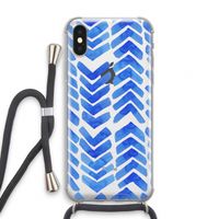 Blauwe pijlen: iPhone XS Transparant Hoesje met koord