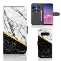 Samsung Galaxy S10 Plus | Bookcase | Marmer Wit Zwart - Origineel Cadeau Man | Portemonnee hoesje