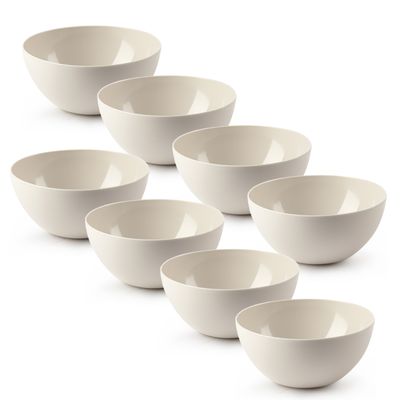 Kommetjes/schaaltjes - 8x stuks - dessert/ontbijt - kunststof - D17 x H8 cm - beige Kommetjes/schaaltjes - 8x stuks - dessert/ontbijt - kunststof - D17 x H8 cm - beige
