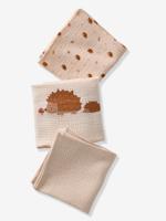 Set van 3 hydrofiele doeken van katoengaas EGEL beige, bedrukt
