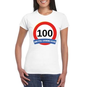 Verkeersbord 100 jaar t-shirt wit dames