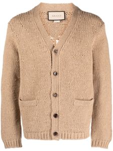 Gucci cardigan en laine à logo intarsia - Marron