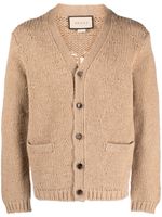 Gucci cardigan en laine à logo intarsia - Marron