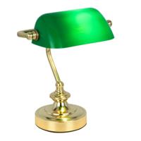 Globo Klassieke bureaulampAntique goud met groen glas - 24917