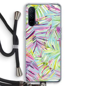 Tropical Palms Blue: OnePlus Nord CE 5G Transparant Hoesje met koord