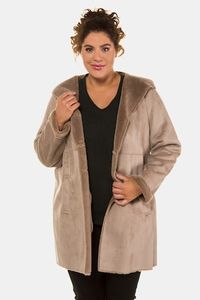 Ulla Popken Jas, knoopsluiting, capuchon, 2 zakken - Grote Maten