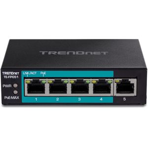 Trendnet TE-FP051 netwerk-switch Unmanaged Fast Ethernet (10/100) Power over Ethernet (PoE) Zwart