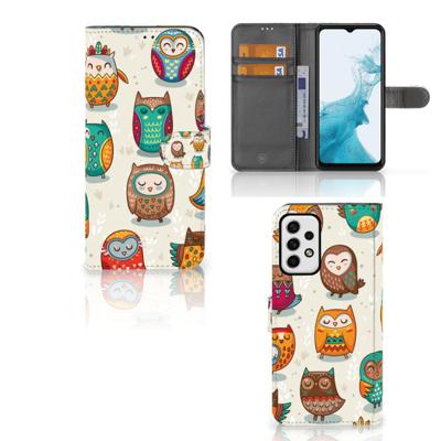 Samsung Galaxy A23 | Telefoonhoesje | Met pasjeshouder | Vrolijke Uilen