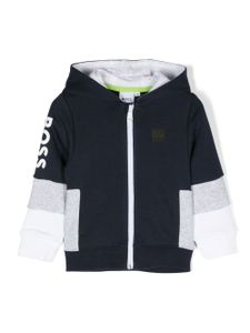 BOSS Kidswear hoodie zippé à logo imprimé - Bleu