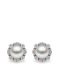 Yoko London puces d'oreilles Trend en or blanc 18ct ornées de perle et diamants - Argent