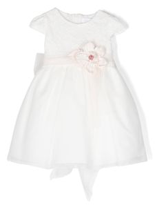 Mimilù robe à fleurs appliquées - Blanc