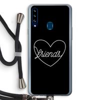 Friends heart black: Samsung Galaxy A20s Transparant Hoesje met koord