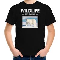 IJsbeer t-shirt met dieren foto wildlife of the world zwart voor kinderen - thumbnail